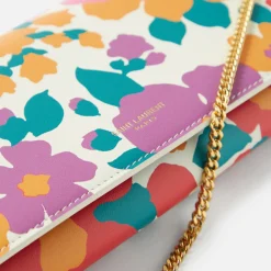 Flash Sale Saint Laurent Wallet On Chain Floral Print Multicolored