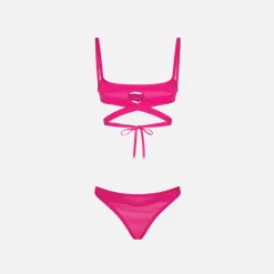 Best Sale The Attico Wet Lycra Bikini Fuchsia
