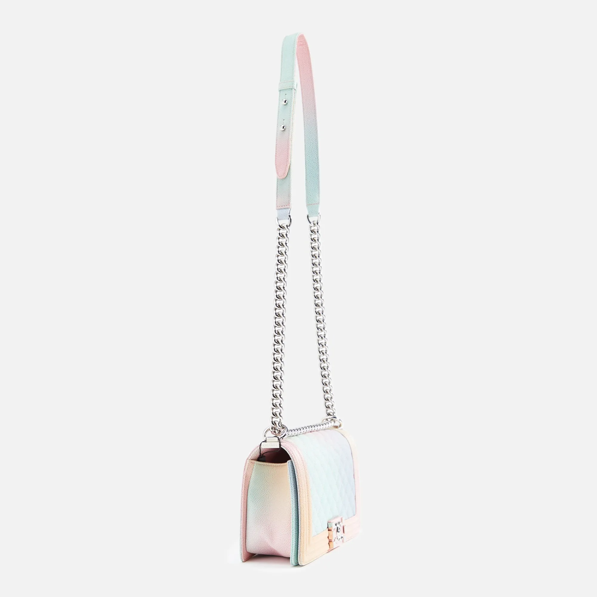 Sale What Goes Around Comes Around Wgaca Chanel Caviar Rainbow Boy Bag Multi