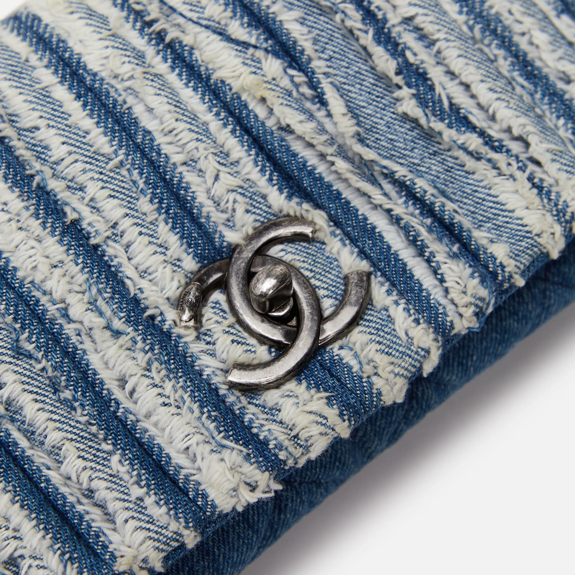 Best What Goes Around Comes Around Wgaca Chanel Denim Fringed Flap Bag Blue