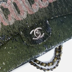 Cheap What Goes Around Comes Around Wgaca Chanel Sequin Coco Cuba Flap Bag Green
