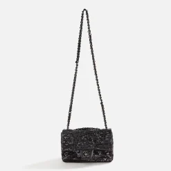 Cheap What Goes Around Comes Around Wgaca Chanel Sequin Small Half Flap Bag Black