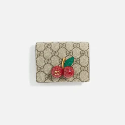 Sale What Goes Around Comes Around Wgaca Gucci Cherry Card Case Brown