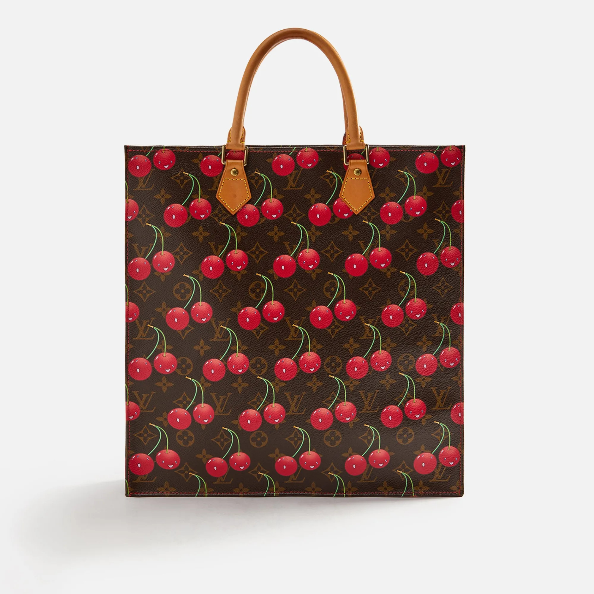 Hot What Goes Around Comes Around Wgaca Louis Vuitton Brown Murakami Cherry Sac Plat Brown / Red