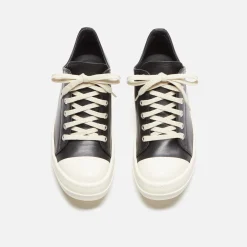 Fashion Rick Owens Wmns Scarpe In Pelle Low Sneakers Black / Milk