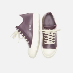 Best Sale Rick Owens Wmns Scarpe In Pelle Low Sneakers Amethyst / Milk