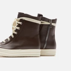 Best Rick Owens Wmns Scarpe In Pelle Sneakers Brown / Milk / Milk