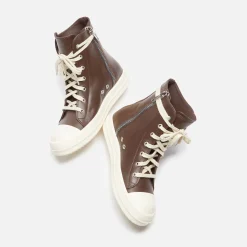 Best Rick Owens Wmns Scarpe In Pelle Sneakers Brown / Milk / Milk