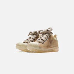 Discount Rick Owens Wmns Scarpe Pelle Low Sneakers Natural / Clear