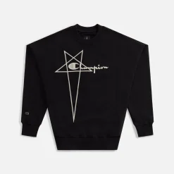 Best Rick Owens X Champion Pullover Sweater Black