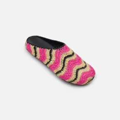 Store Marni X No Vacancy Inn Fussbet Sabot Rafia Waves Fuchsia / Natural