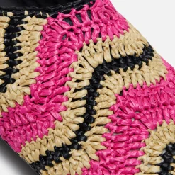 Store Marni X No Vacancy Inn Fussbet Sabot Rafia Waves Fuchsia / Natural