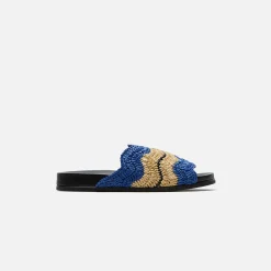 Cheap Marni X No Vacancy Inn Slide Rafia Waves Blue / Natural