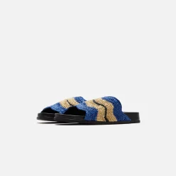 Cheap Marni X No Vacancy Inn Slide Rafia Waves Blue / Natural