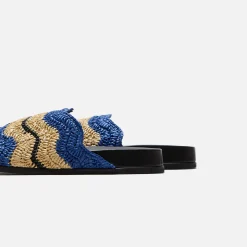 Cheap Marni X No Vacancy Inn Slide Rafia Waves Blue / Natural