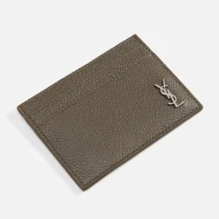 Outlet Saint Laurent Ysl Credit Card Holdder Kaki Fonce