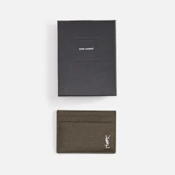 Outlet Saint Laurent Ysl Credit Card Holdder Kaki Fonce