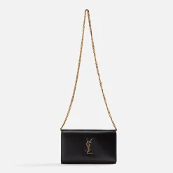 Cheap Saint Laurent Ysl Tricolor Hardware Chain Wallet Nero